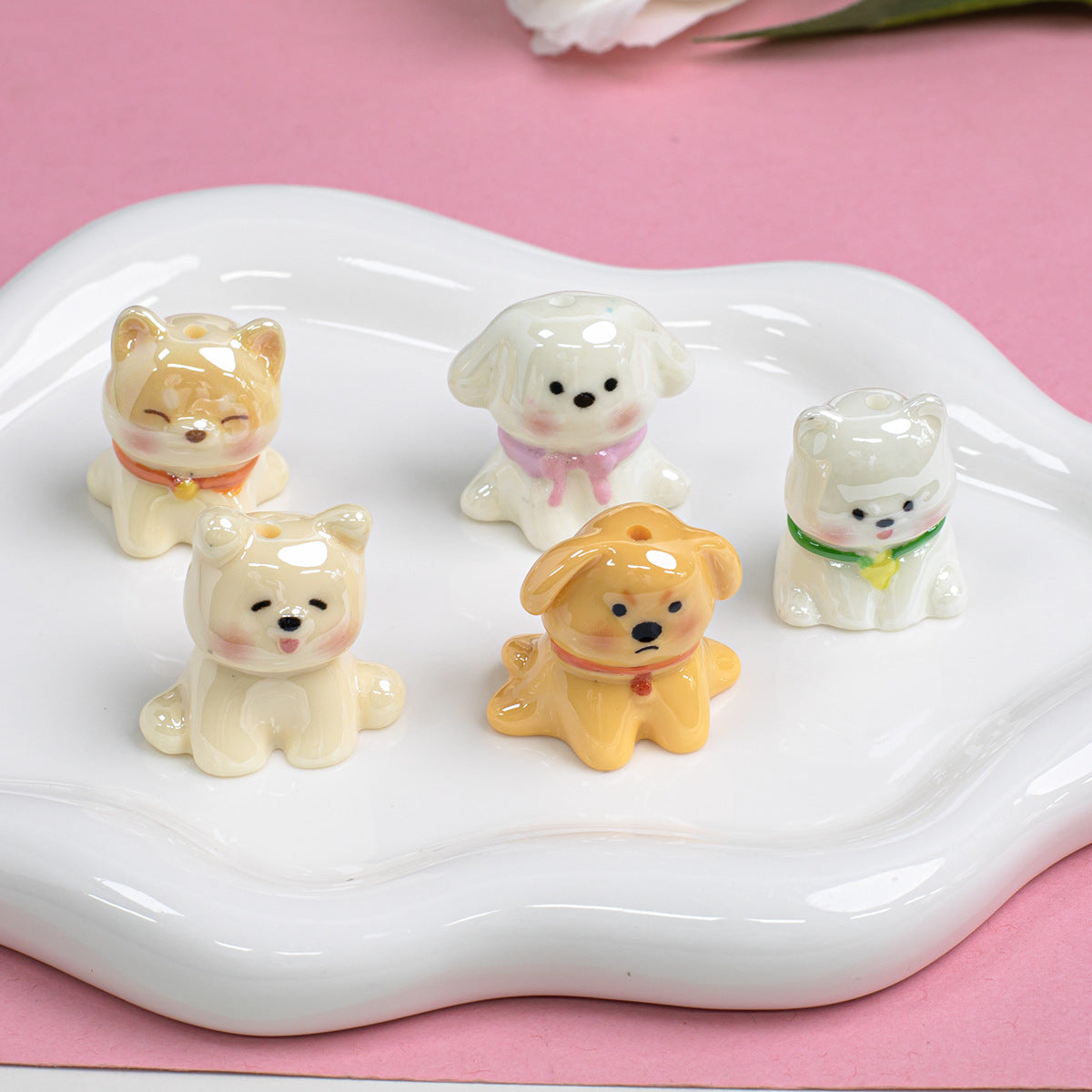 Lengyue Resin Cute Cartoon Three-Dimensional Puppy Electroplated Straight Hole Loose Beads for Handmade Creativity diy Bracelet pendant Secondary image