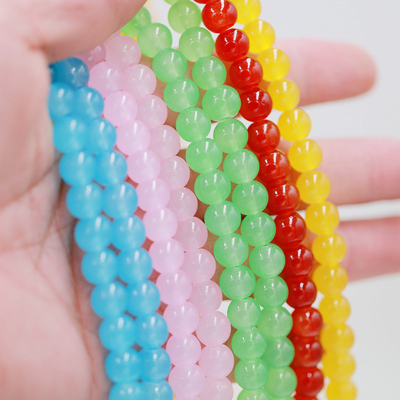 Glass crystal imitation jade round bead string Imitation jade loose bead bracelet separator beads DIY Ornament Accessories Secondary image
