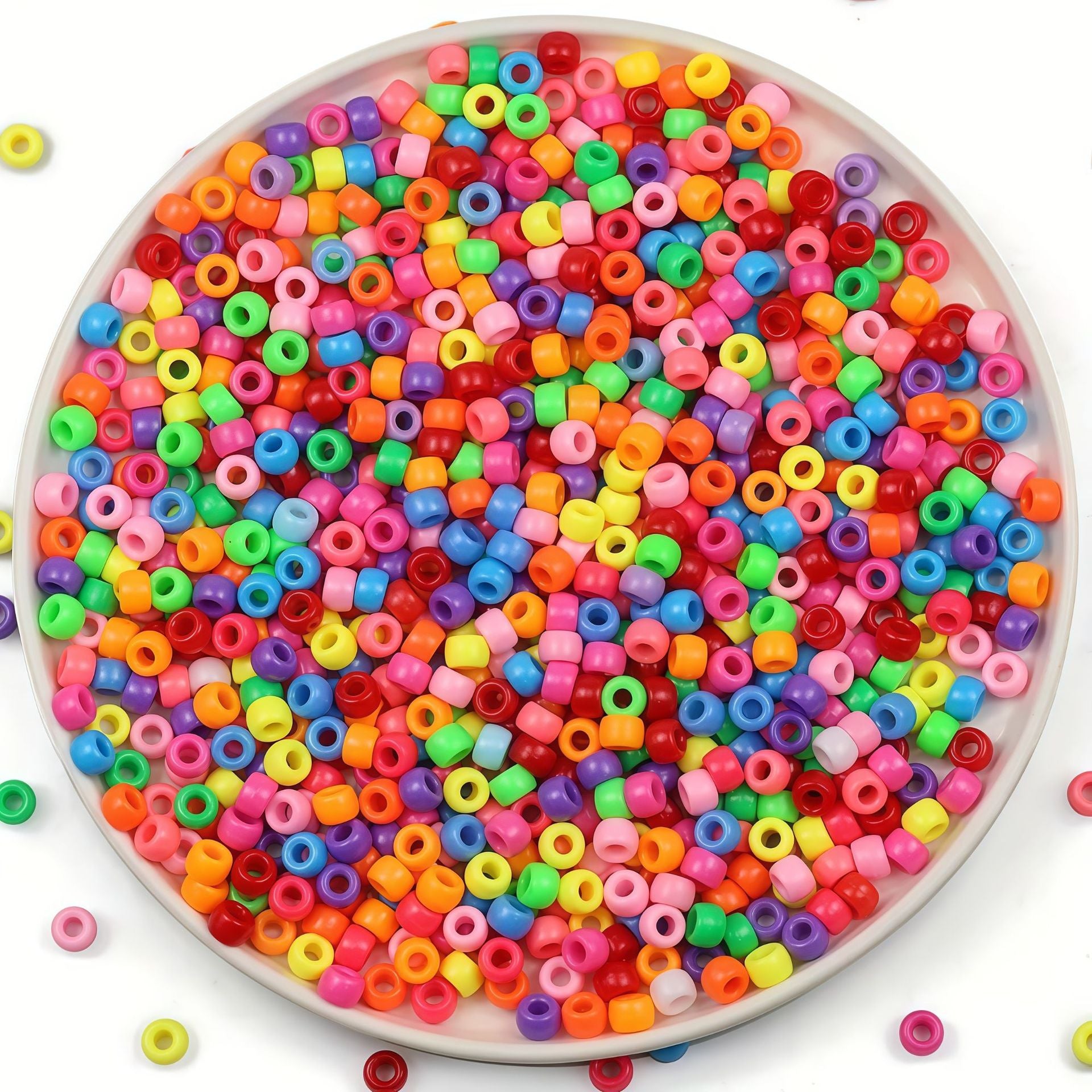 9mm Colorful large-hole barrel beads，Acrylic beads，Candy-colored children's handmade beading materials Secondary image
