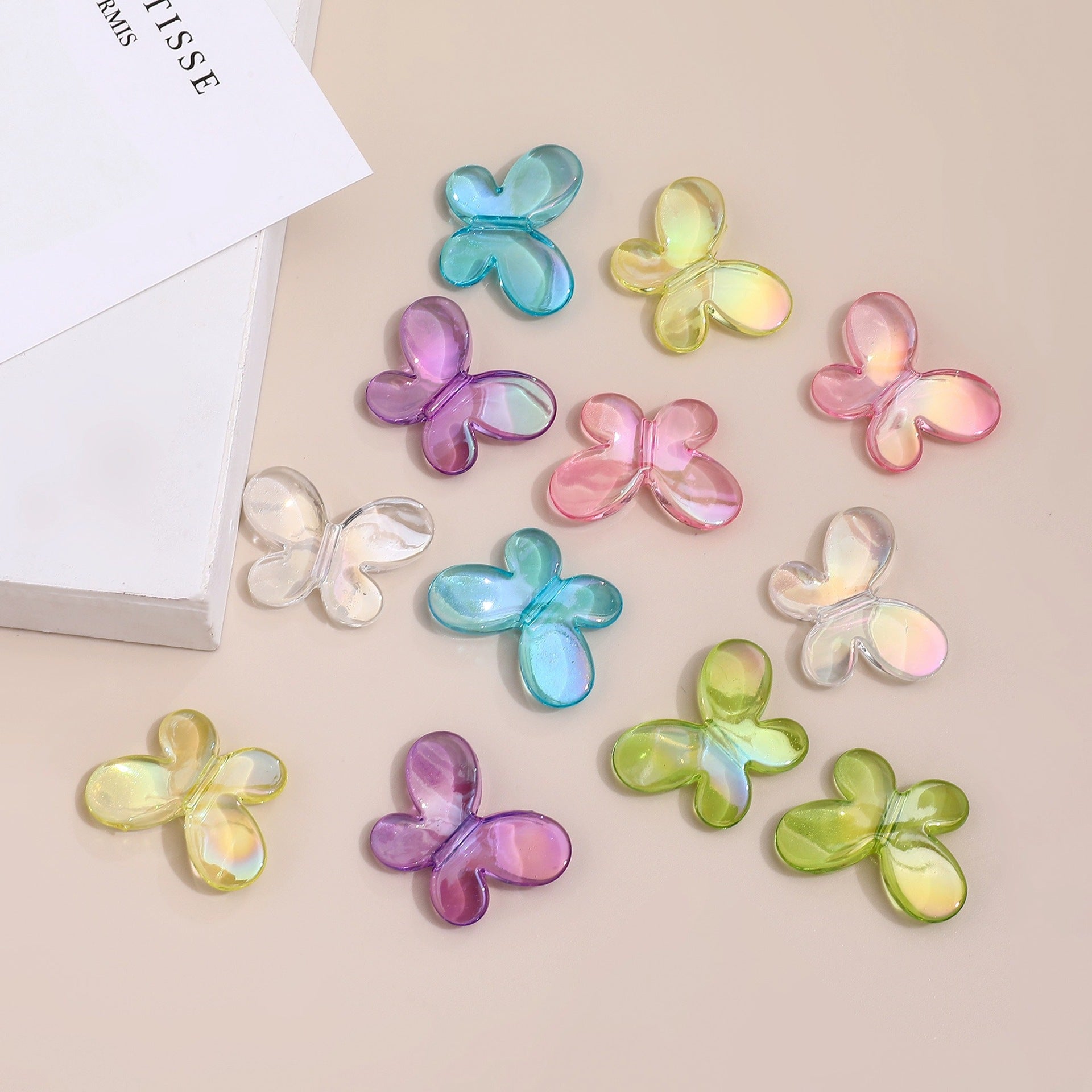 UV透明虹色大きな蝶アクリルビーズDIYイヤリング、ジュエリー、電話チェーン、ネックレスアクセサリー、材料 サブ画像