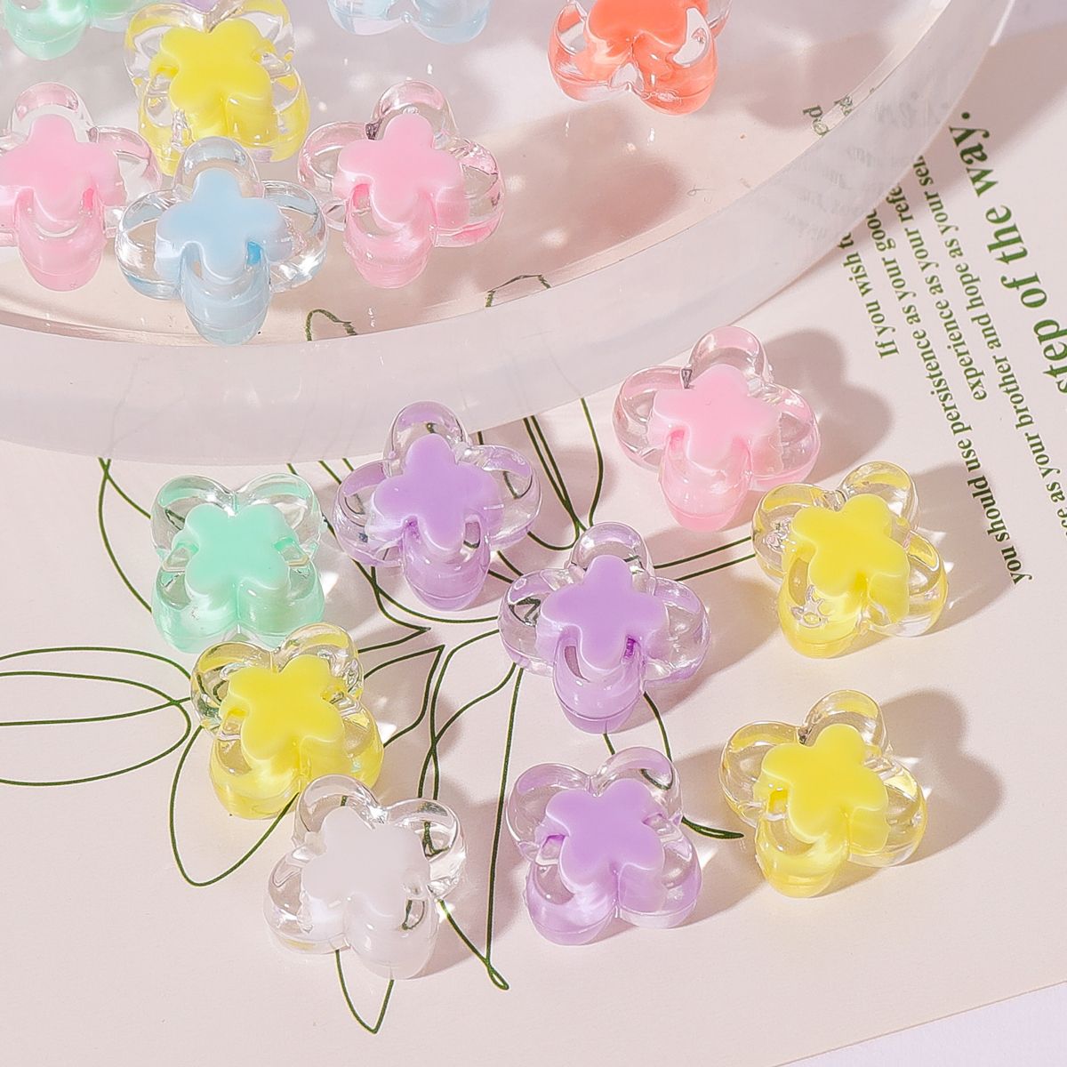 Bead within a bead heart, star, flower, transparent acrylic bead within a bead diy Handmade beaded bracelet necklace Secondary image