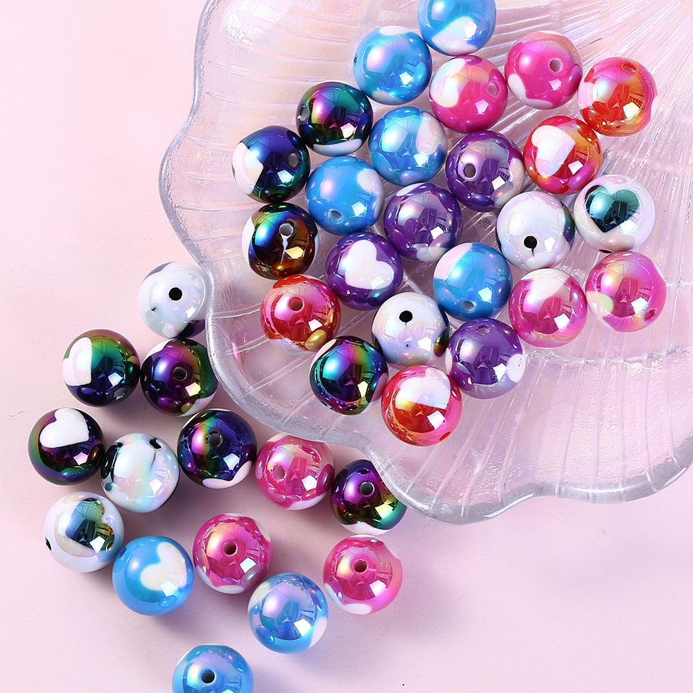 16mm Highlight UV Electroplated acrylic heart beads Handmade diy Bracelet, phone strap, loose beads accessories Secondary image