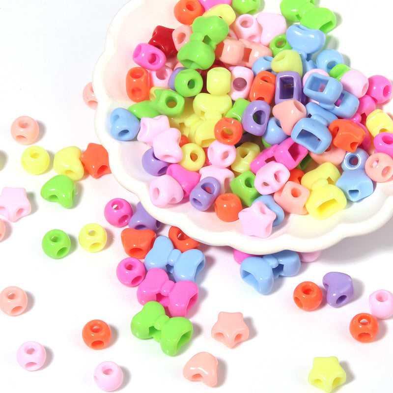 Acrylic candy-colored four-hole round beads, pentagram, bow, loose beads diy Beaded Jewelry Accessories Secondary image