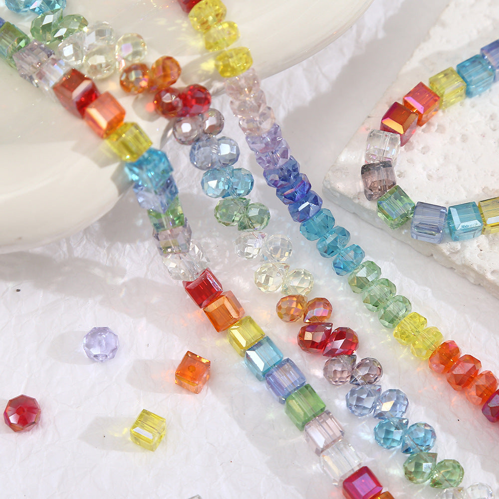 Super Sparkling Rainbow Faceted Square Crystal Beads Handmade diy Beaded material bracelet necklace jewelry accessories Secondary image
