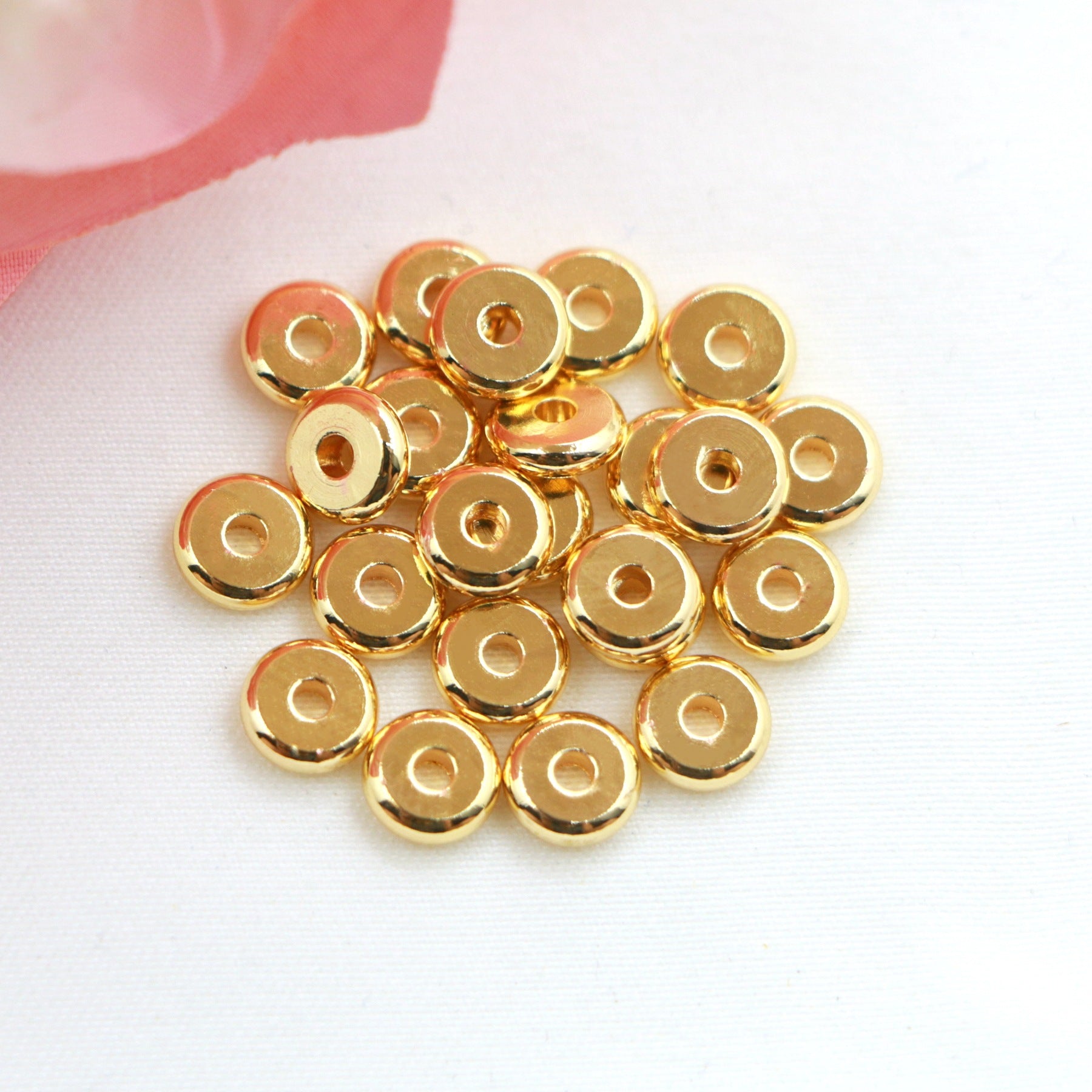 18k Gold-plated color-retaining round spacer beads, smooth wheel-shaped beads, loose beads diy Bracelet beaded jewelry accessories materials Secondary image