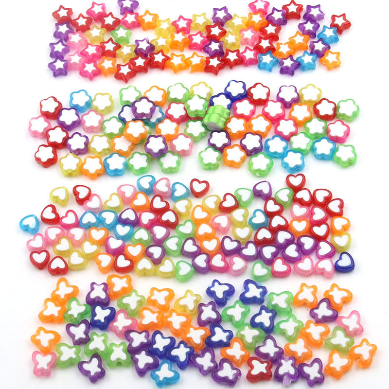 8-10mm Plum Blossom，Butterfly，Love，Mixed Styles of Pentagrams，Acrylic diy Beaded Necklace Accessories Secondary image