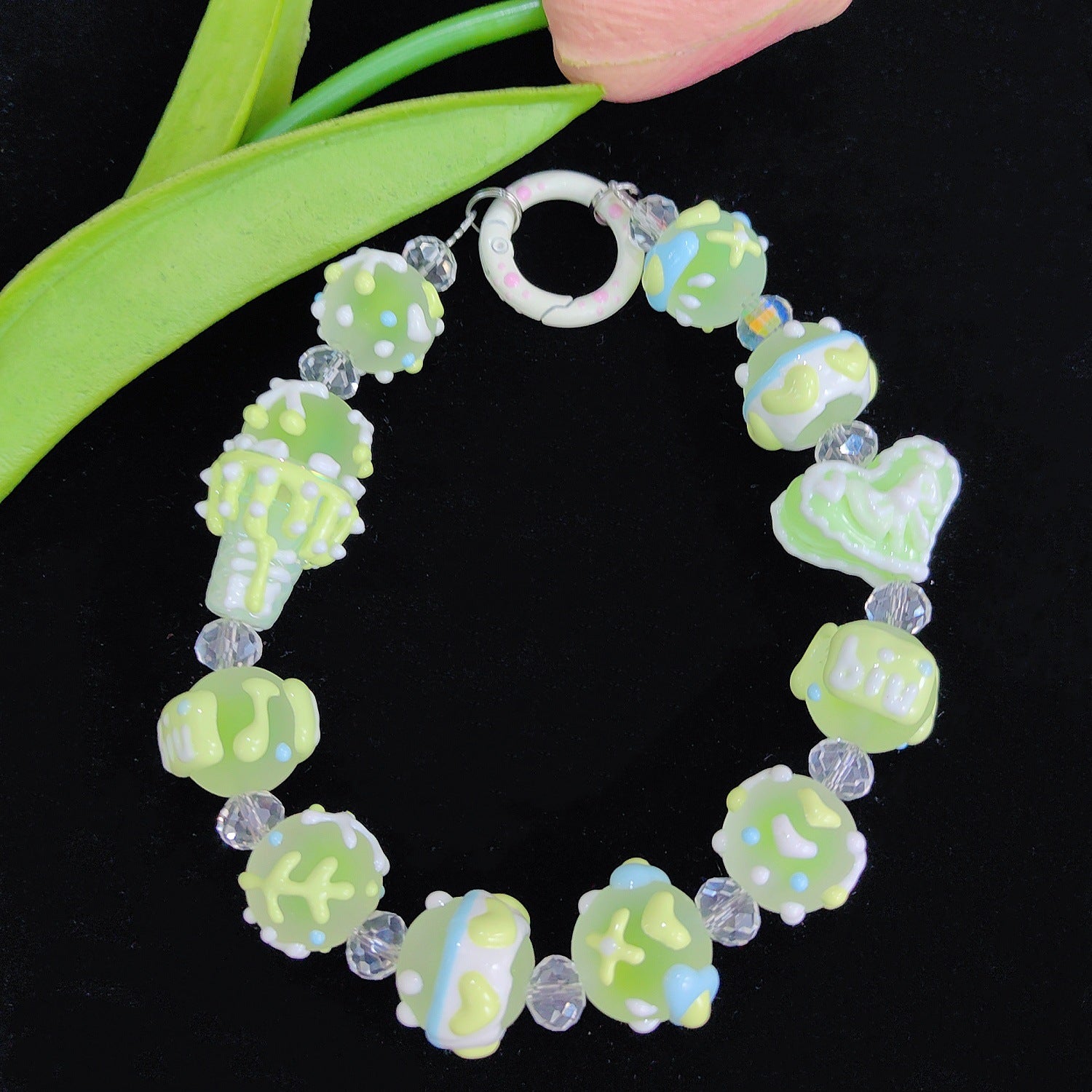 8mm Loose Beads New Chinese Style Ink Painting Gradient Glass Beads DIY Beaded Bracelet Spacer Beads Accessories Secondary image