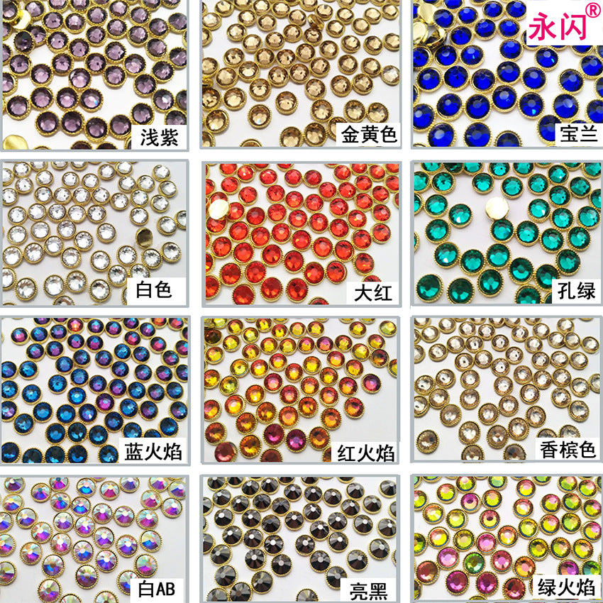 Nail art accessories in large, medium, and small round shapes, twelve-color shiny nail rhinestones and nail stickers Secondary image