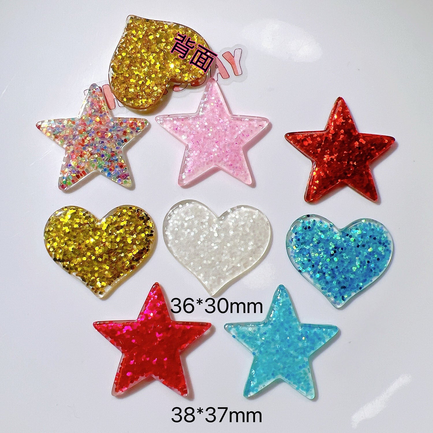 diy Handmade materials: shoe buckles, hats, cream glue patches with sequined pentagrams inside Secondary image