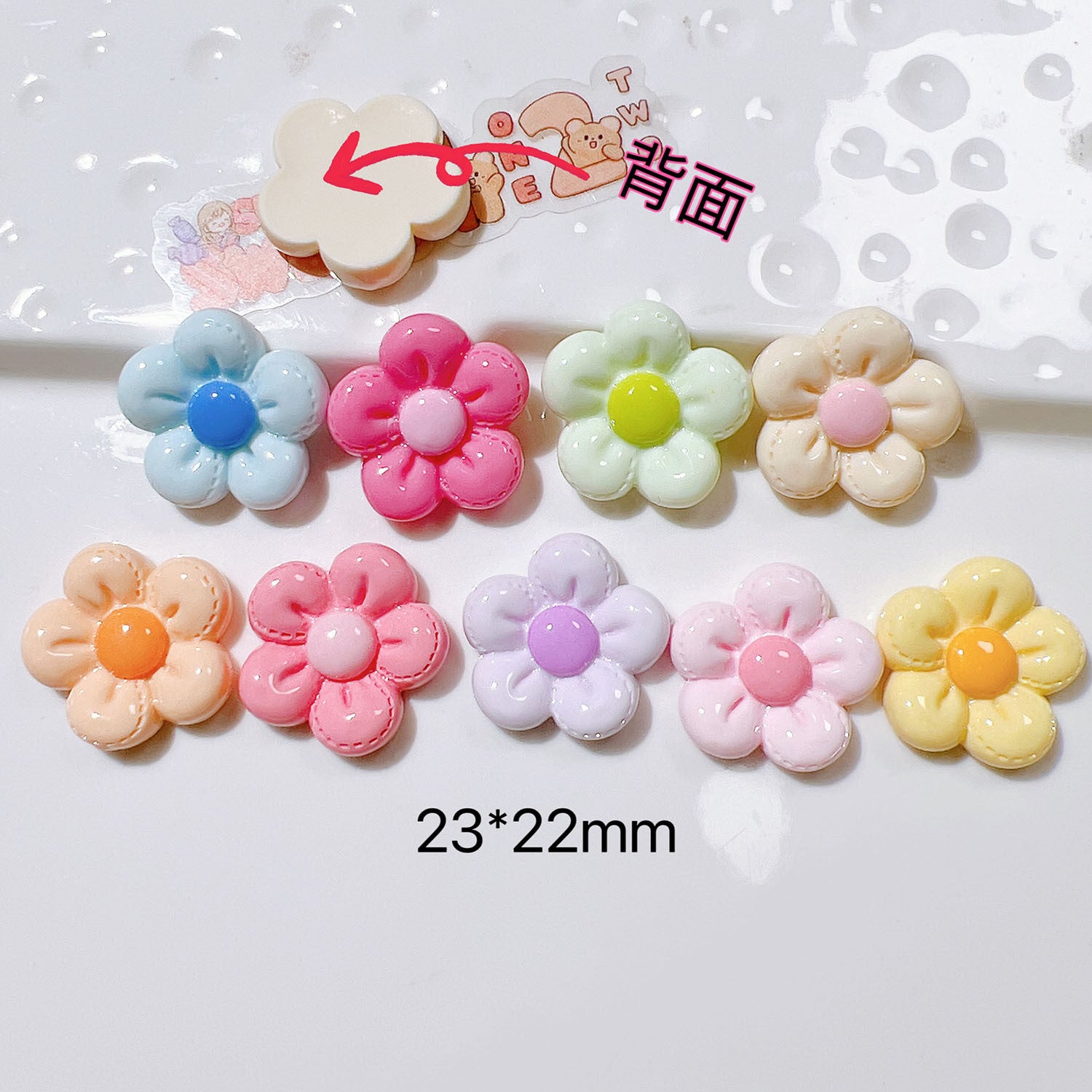 Resin Accessories diy Accessories, craft materials, shoe decorations, water cups, cream glue, children's hair accessories, line art, round-edged flowers Secondary image