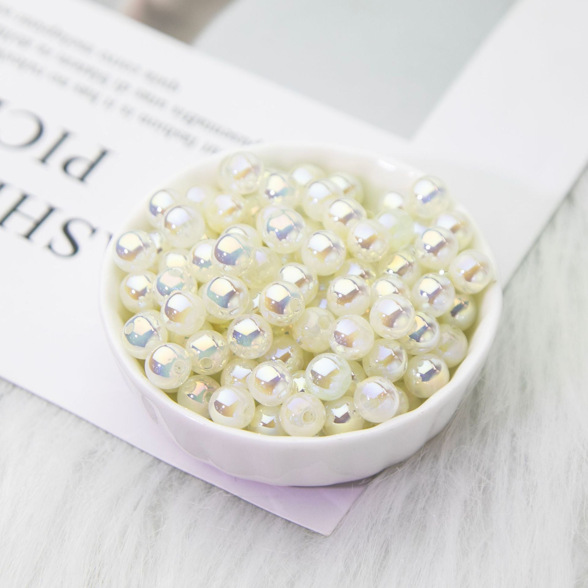 8mm Small beads, cold moon, fine shimmer, smoky haze, high gloss electroplated acrylic loose beads diy Phone chain beads Secondary image