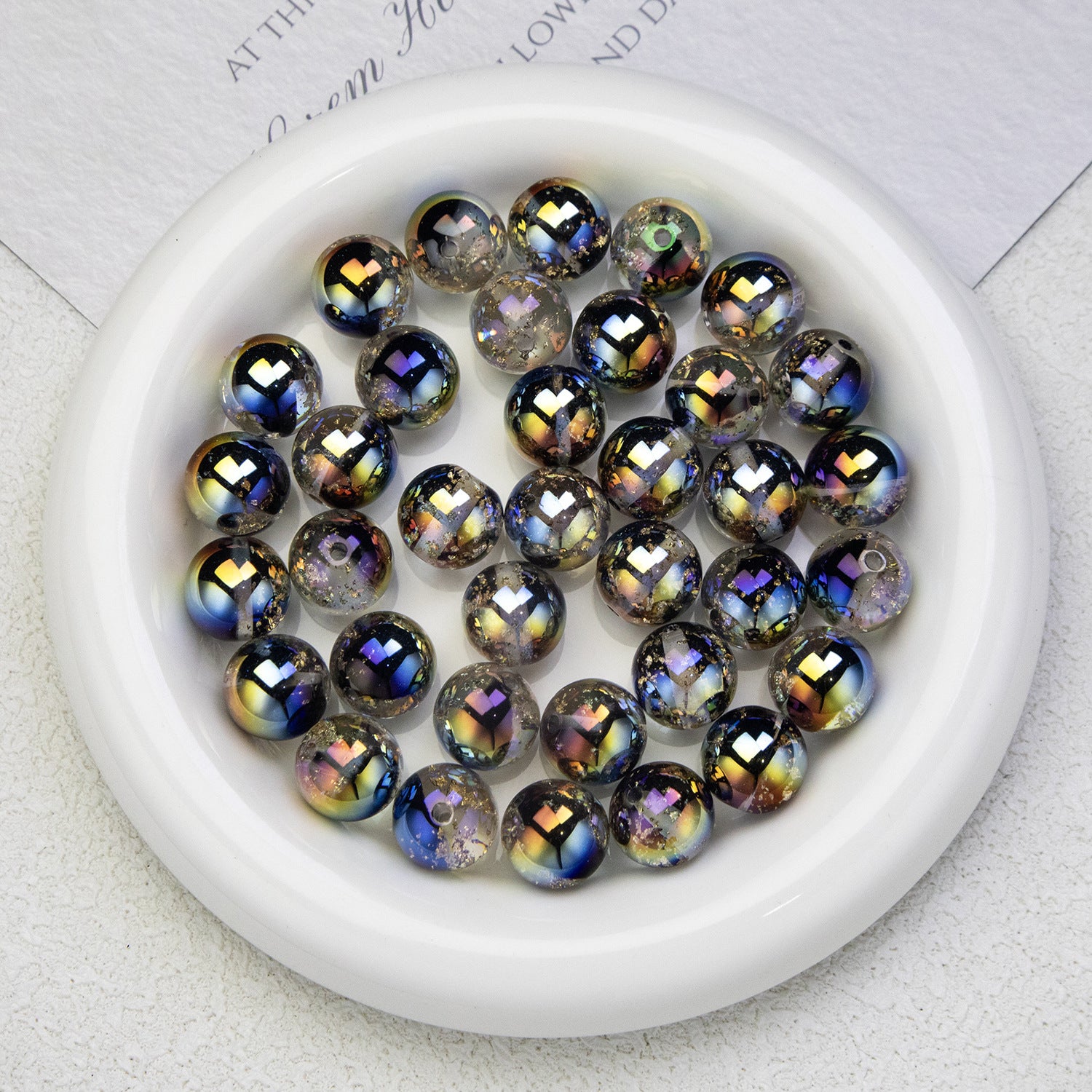 16mm Starry sky gold foil beads electroplated transparent high-gloss resin straight-hole loose beads diy Jewelry Beads Secondary image