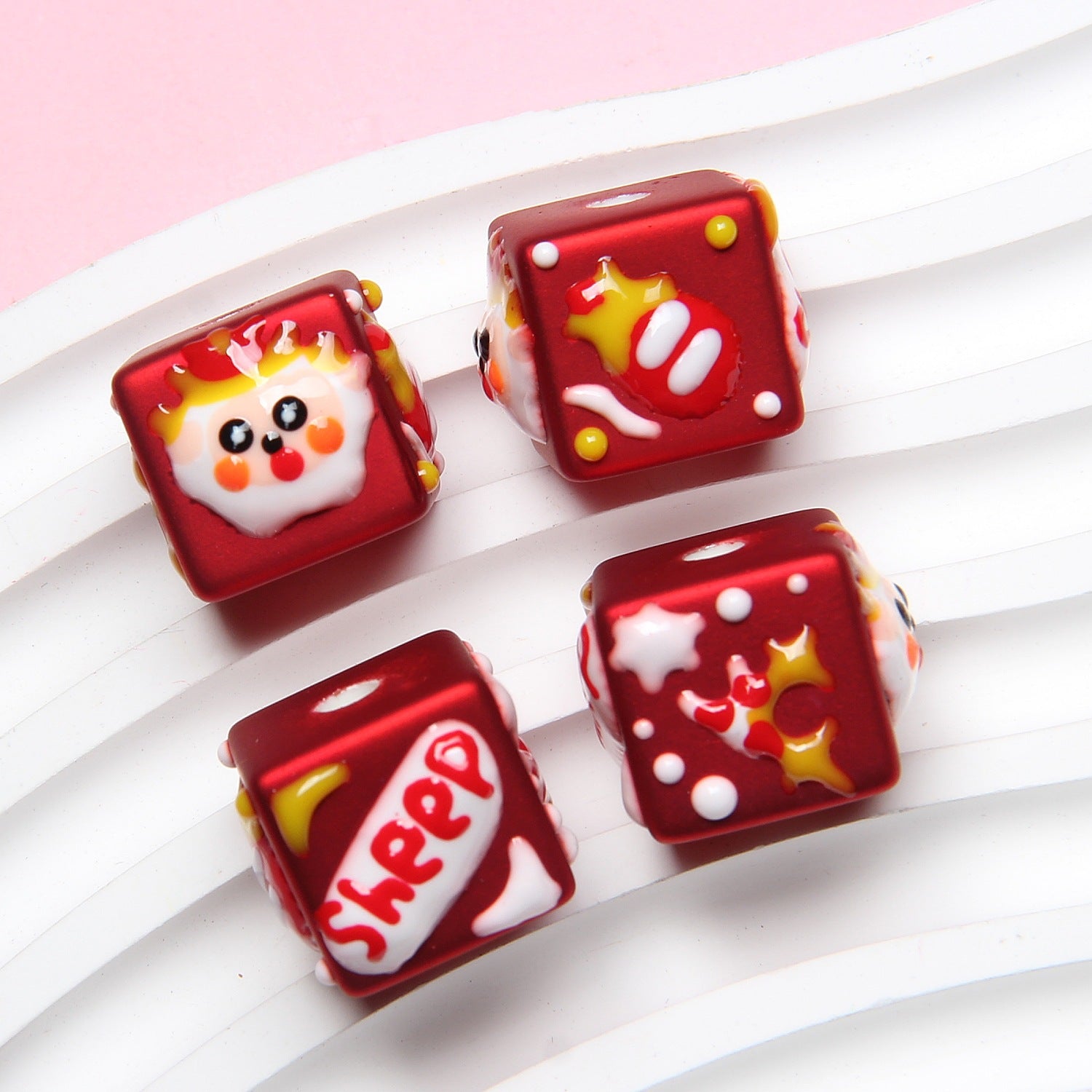 Fresh and Simple Block diy Hand-painted Beads Loose Beads Colored Beads String Beads DIY Phone Chain Car Hanging Bracelet Accessories Secondary image