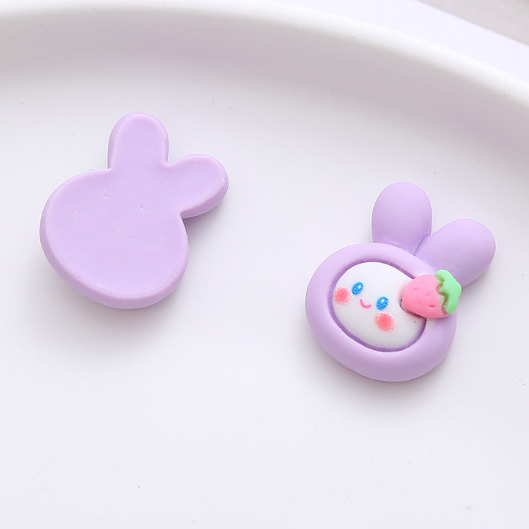 Cute Strawberry Rabbit Resin Cream Glue Accessories DIY Phone Case Hairpin Hair Clip Shoe and Hat Decoration Materials Secondary image