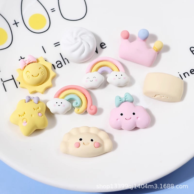 Buns Dumplings Rainbow Sun Clouds Stars Cream Glue Phone Case DIY Handmade Hairpin Materials Secondary image