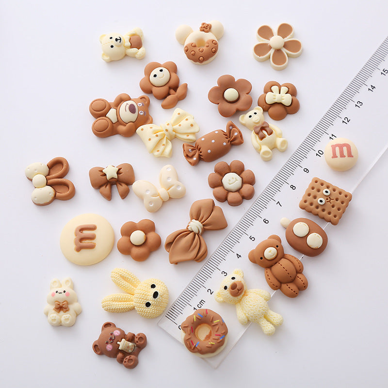 Milk Tea Color Series Jewelry Accessories DIY Cream Glue Phone Case Beauty Materials Girl Head Cherry Miu Bear Secondary image