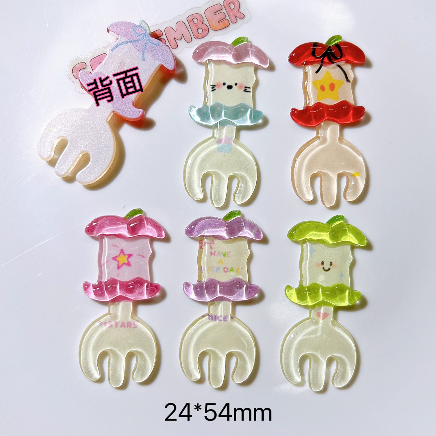 Plastic accessories diy Handmade materials, shoe buckles, accessories, children's headwear, cream glue components, apple forks Secondary image