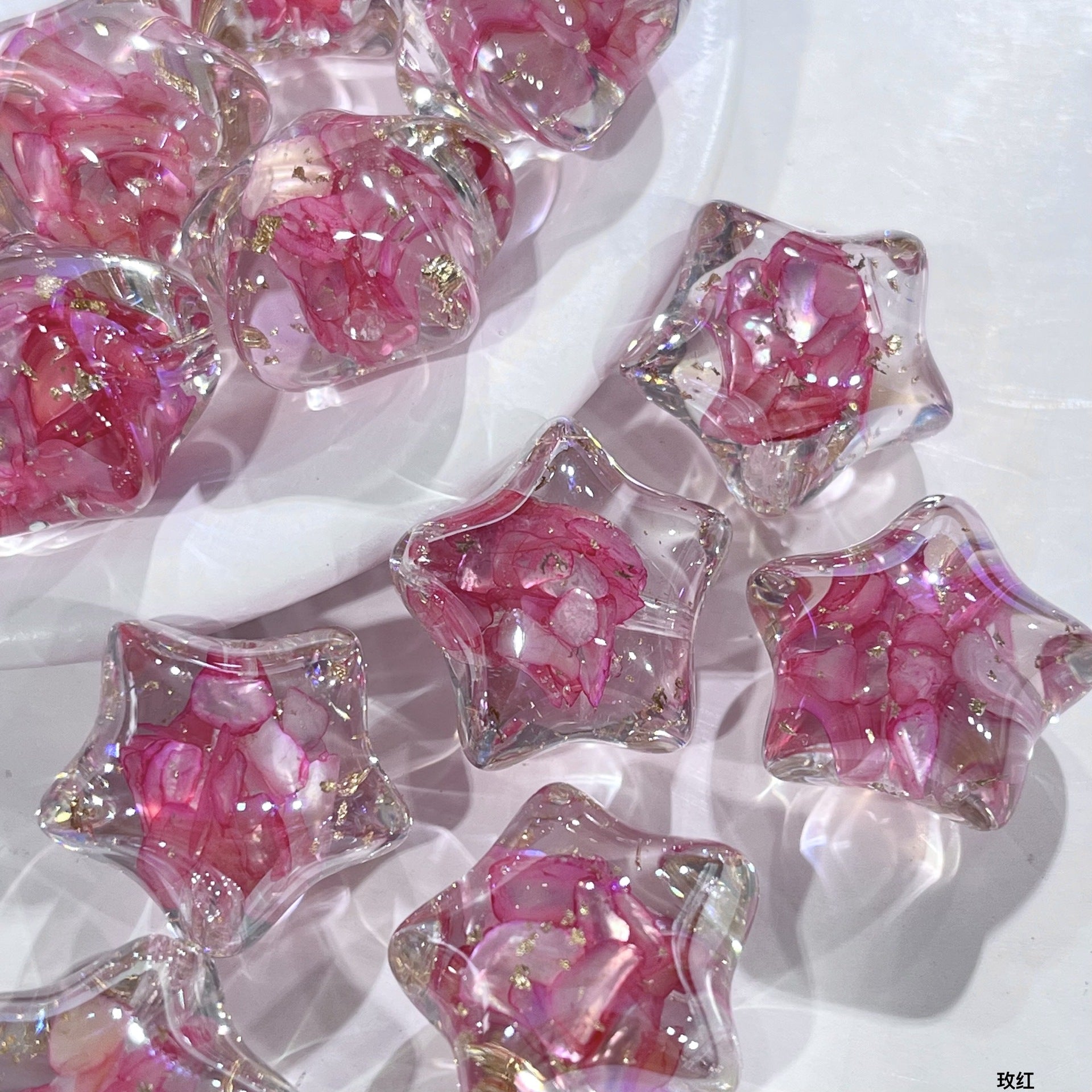 Mother-of-pearl star Korean electroplated resin through-hole beads loose beads diy Mobile phone chain pen accessories Secondary image