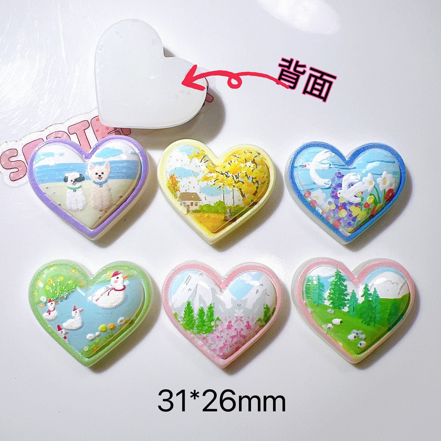 Acrylic accessories, handmade materials, shoe decorations, cream glue accessories, children's hair clips, elastic bands, hair accessories, base materials, embossed hearts Secondary image