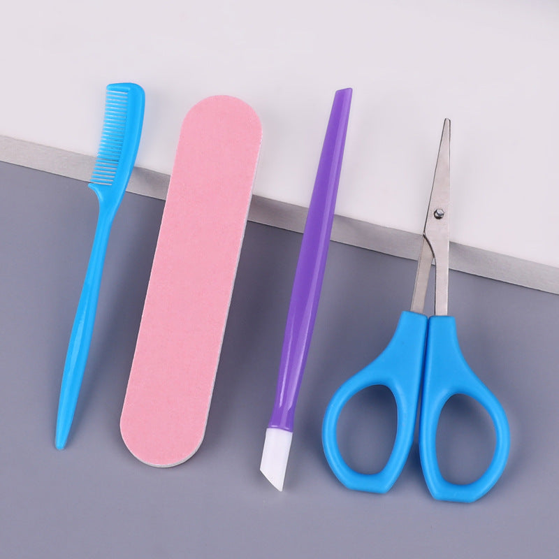 Beauty tools: nail scissors, eyebrow scissors, eyebrow comb, nail file, eyebrow brush, five-piece nail file set Secondary image