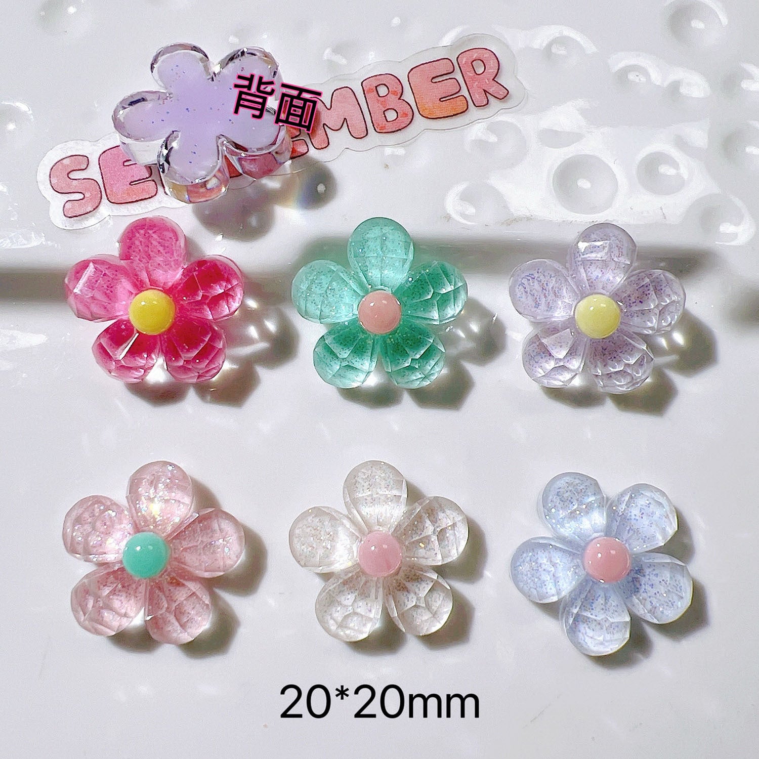diy Decorative shoe flowers, water cup stickers, cream glue accessories, children's hair accessories, stationery stickers ab Plastic five-petal flower Secondary image