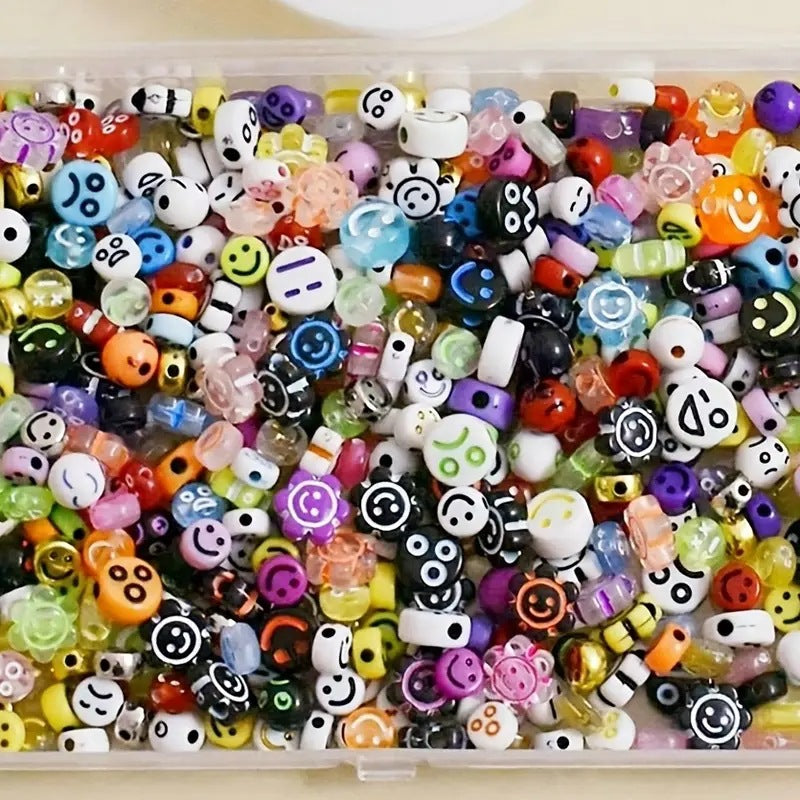 7-10mm Acrylic beads in assorted styles and sizes with smiley faces DIY Loose bead bracelet pendant accessories Secondary image