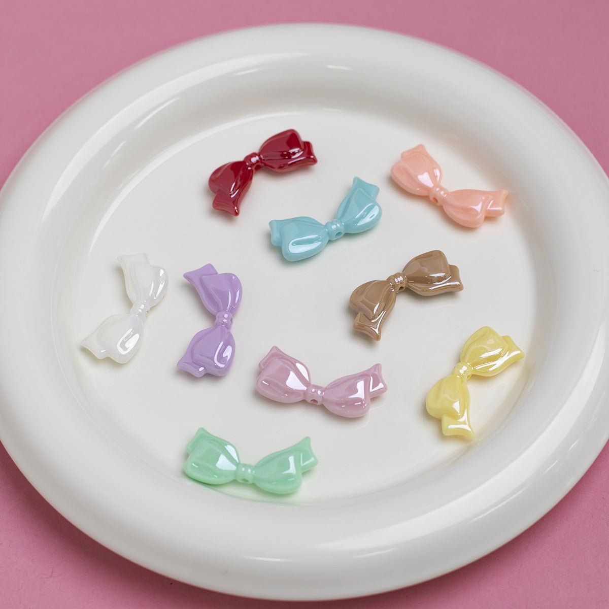 Cool Moon Colorful Bowknot Dopamine Color Electroplated Acrylic Through-Hole Loose Beads diy Bracelet accessories Secondary image