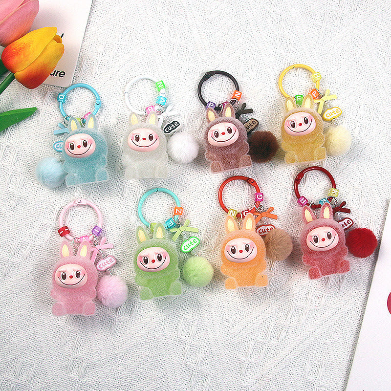 Luminous Flocked Sitting Plush Doll Cute Pendant Creative Cartoon Keychain Phone Strap Bag Pendant サブ画像
