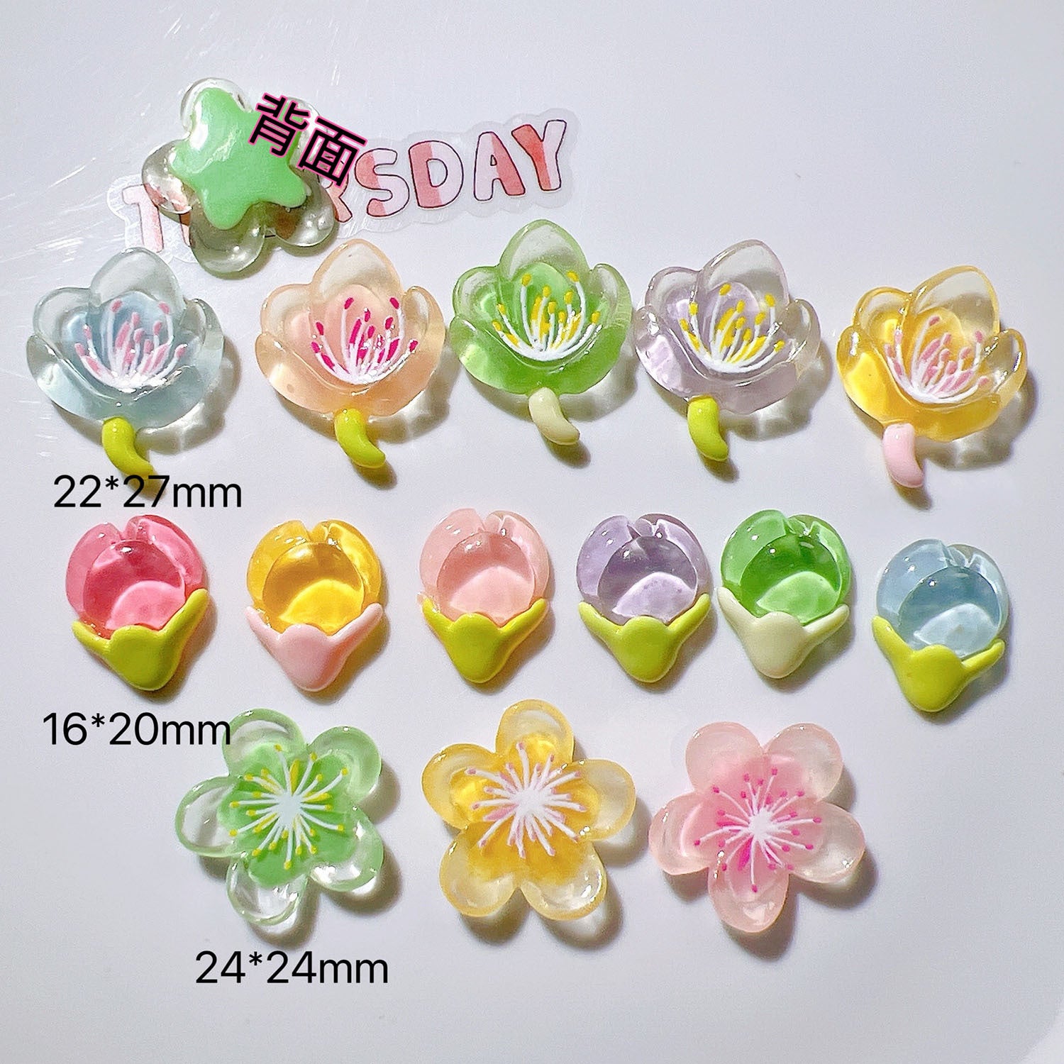 Resin diy Accessory Phone Case diy Accessories, hair accessories, handmade materials, transparent peach blossom flowers Secondary image