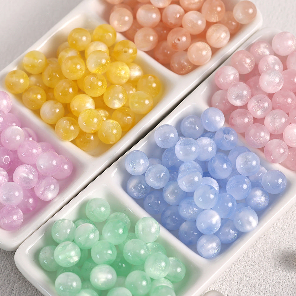 New light-changing resin imitation cat-eye fine glitter straight-hole round beads Handmade diy Bracelet Necklace Beading Materials Secondary image