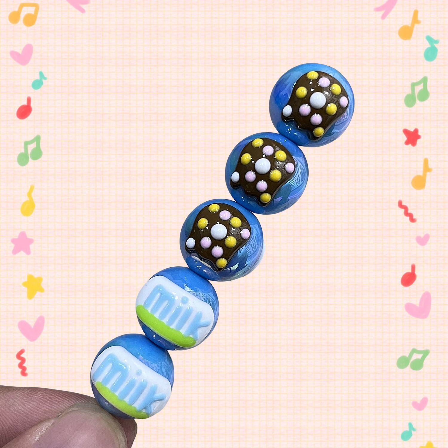 Blue Green Milk Cartoon Hand-painted Beaded Beaded Bracelet diy Material Loose Beads DIY Accessories Secondary image
