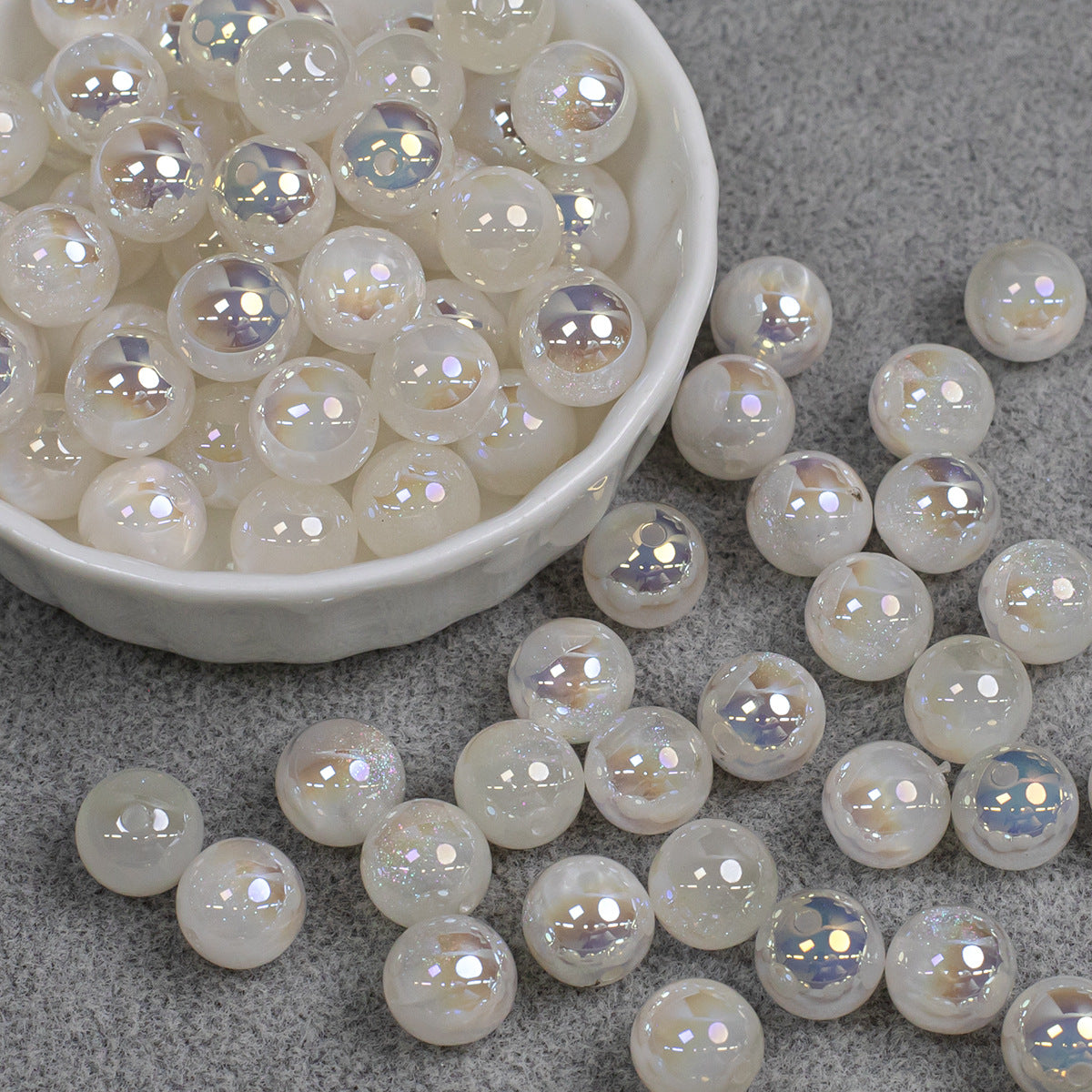 10mm Cold Moon Resin Yujian Mountain Fine Shimmer High Gloss Electroplated Straight Hole Loose Beads diy Mobile phone chain accessories Secondary image