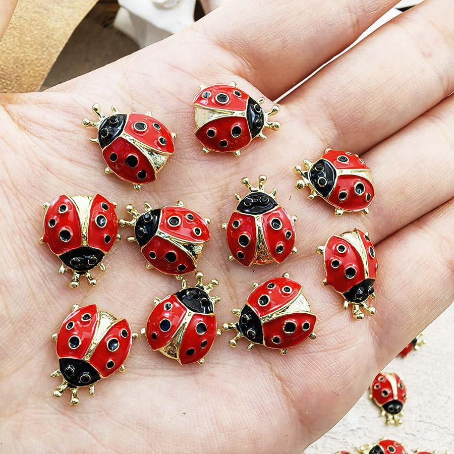 Alloy oil-drip seven-star ladybug animal nail art accessory DIY Cute insect phone chain accessory with decorative nail rhinestones Secondary image