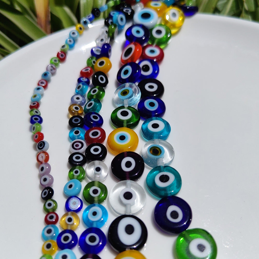 Round-shaped mixed-color floral eye glass beads loose beads diy Direct sales of bracelets, necklaces, and jewelry accessories Secondary image