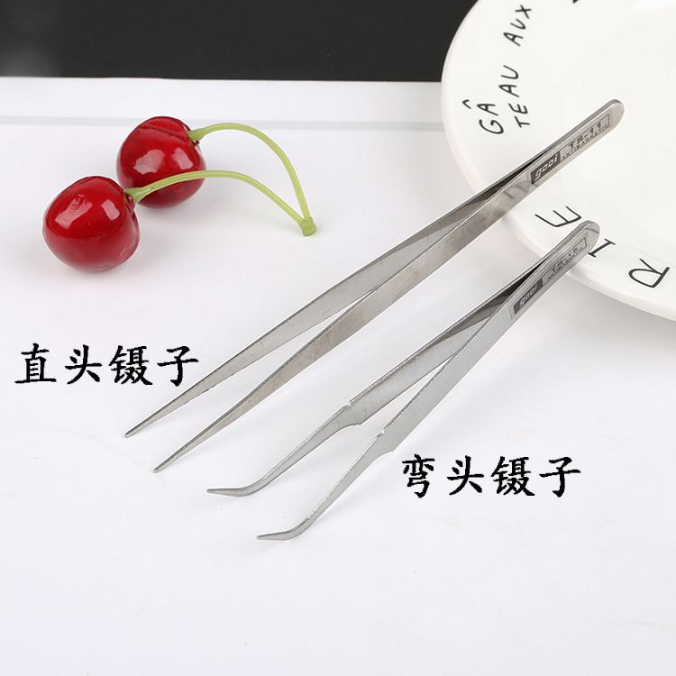 Stainless steel tweezers with straight and curved tips, DIY jewelry materials, rhinestone accessories, hair accessory beading tools and accessories Secondary image