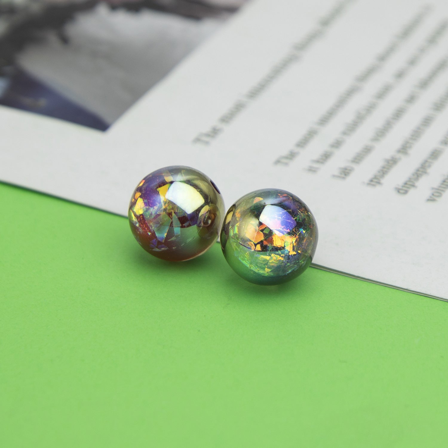 Opal round beads8-12mm Small beads electroplated resin loose beads string beads diy Ornament Accessories Secondary image