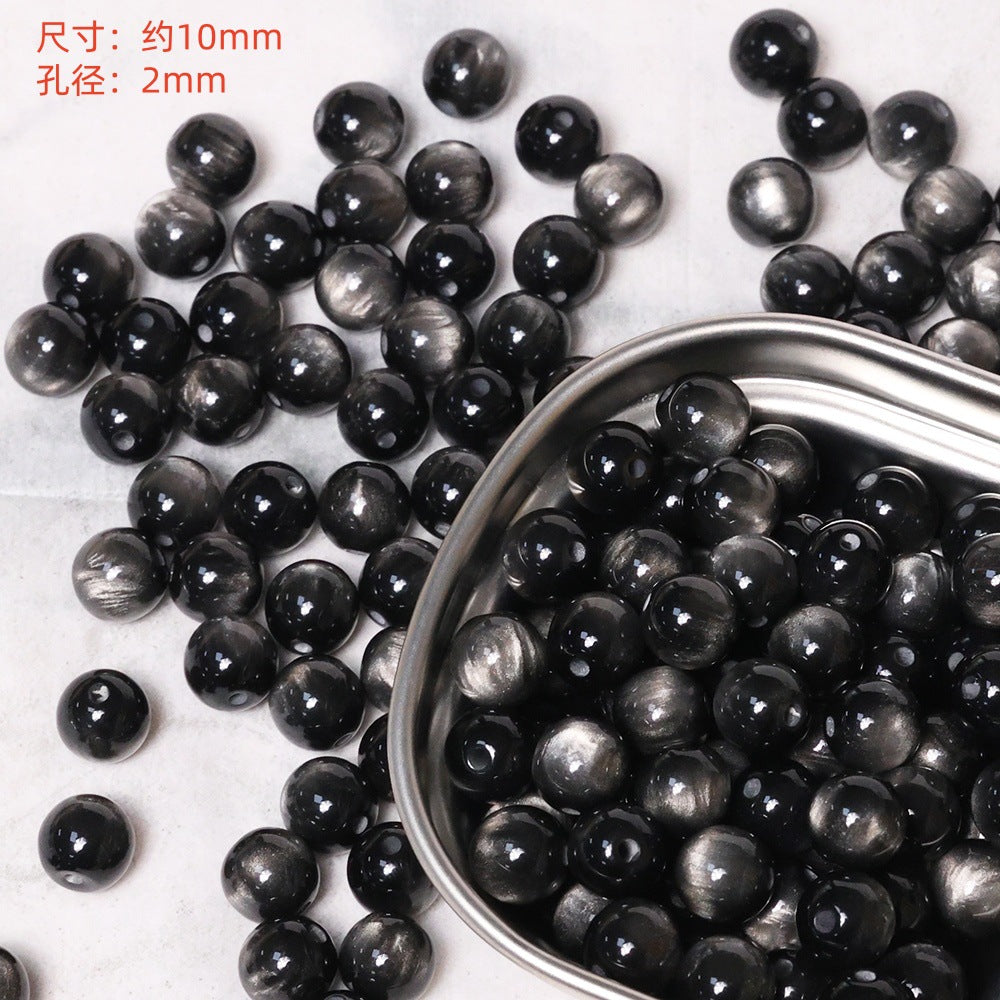 Cat's Eye Straight Hole Round Bead diy Handmade loose bead materials for bracelets, necklaces, earrings, pendants, and accessories Secondary image