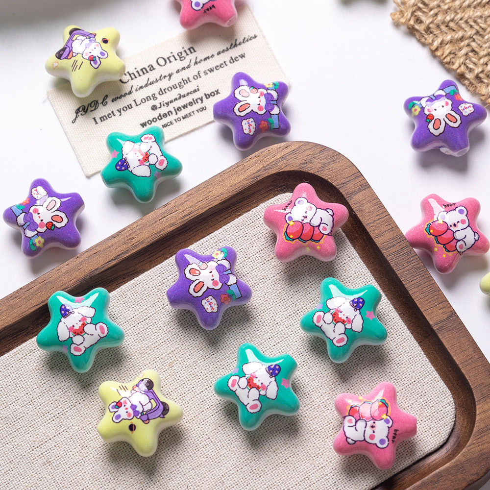Cute Cartoon Animal Beads Star Beads Five-Star Loose Beads DIY Phone Chain Beaded Accessories Bracelet Beads Secondary image