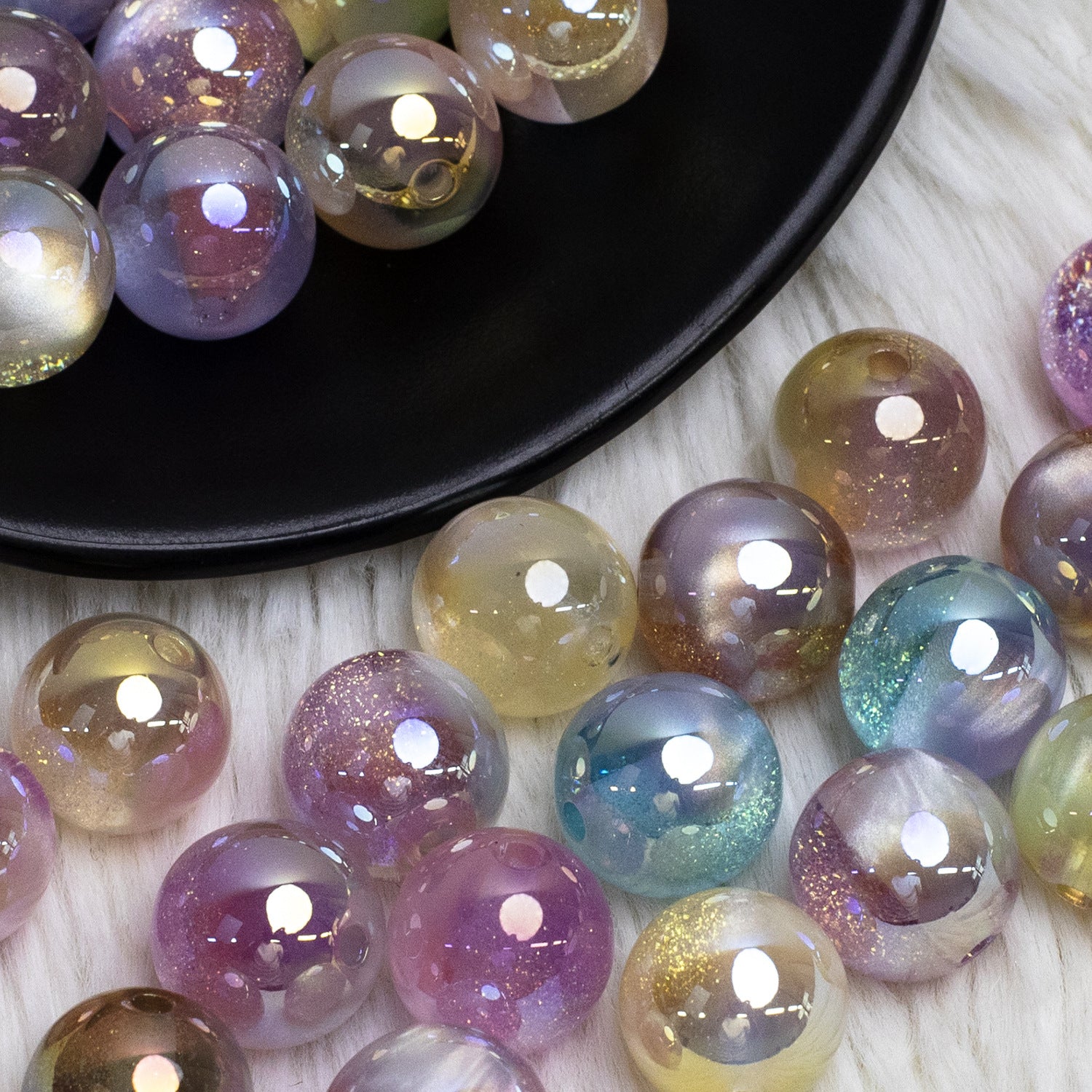 Stardust Feather Beads Electroplated Resin Through-Hole Loose Beads diy Mobile phone chain accessories Secondary image