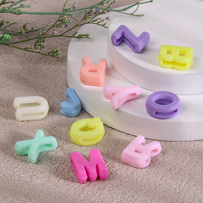 Acrylic light-colored cartoon three-dimensional hollow letter small beads diy Bracelet pendant jewelry accessories Secondary image