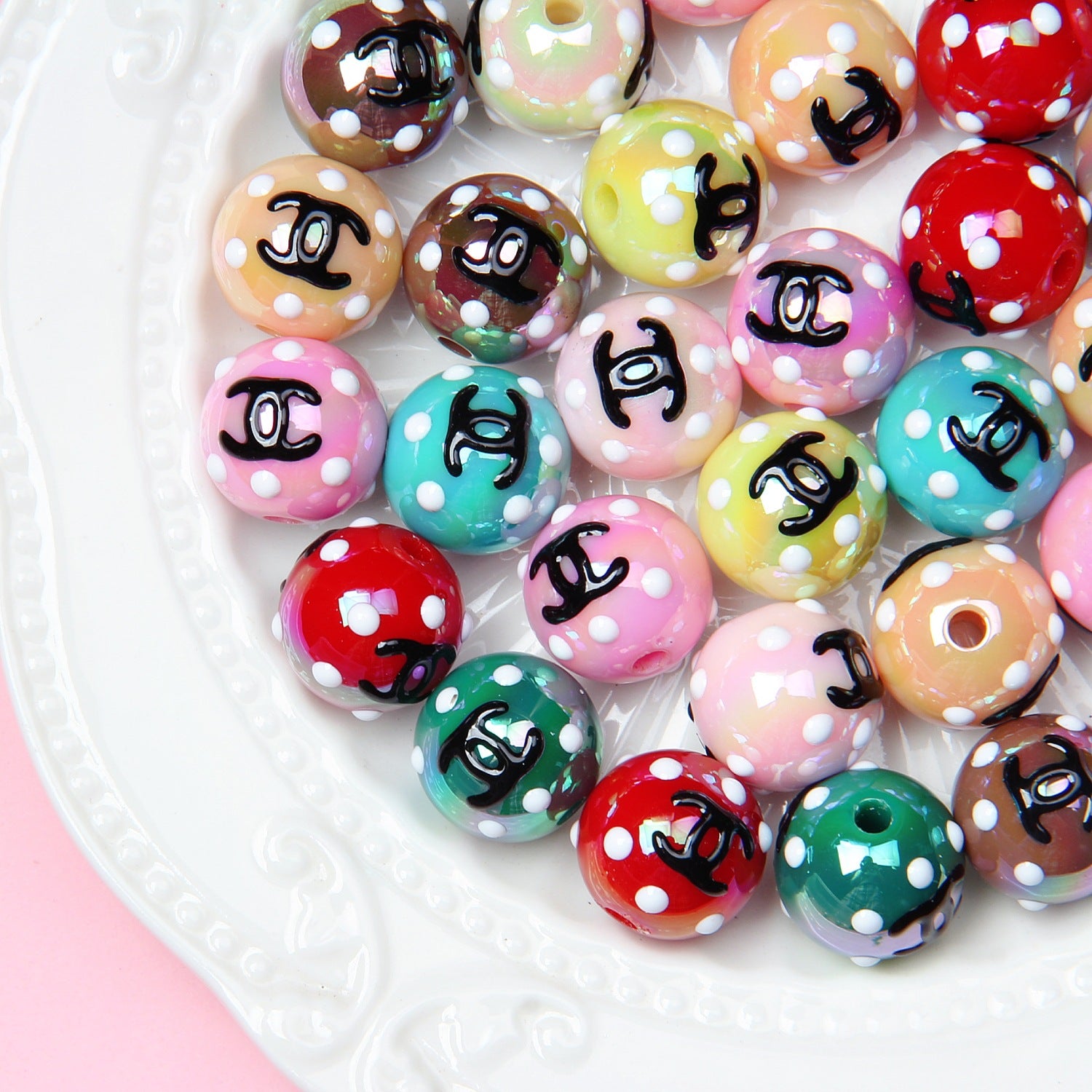 Cartoon Acrylic Hand-painted Beads diy Bracelet diy Beads Loose Beads Phone Chain Car Hanging Accessories Secondary image