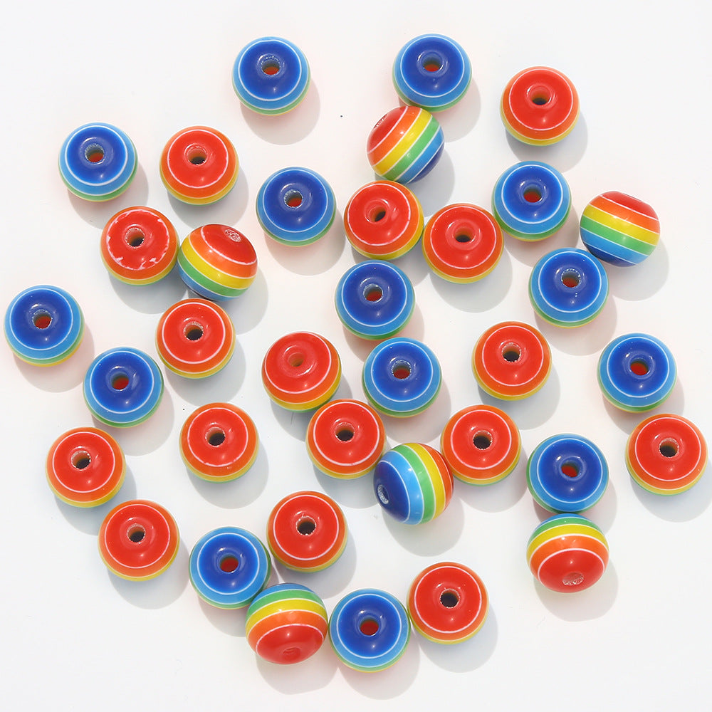 Resin candy-colored rainbow striped beads diy Colorful bracelet and phone strap bead materials Secondary image