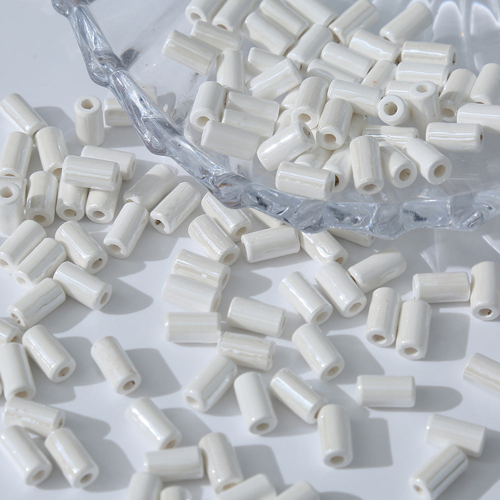 White ceramic beads Square heart flower beads diy Wholesale of jewelry perforated loose beads and accessories Secondary image