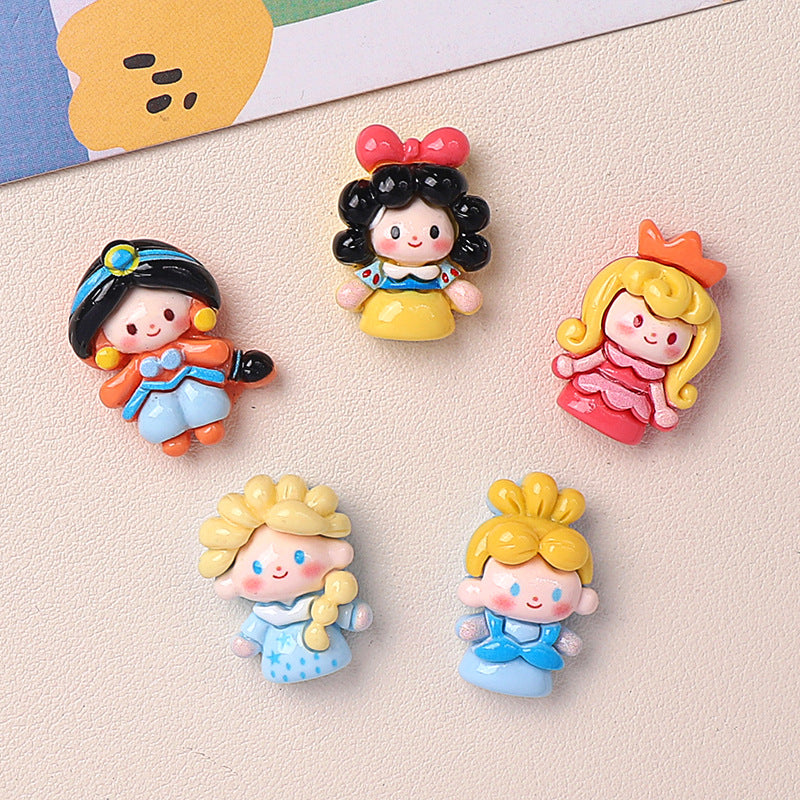 Cartoon Glossy 5 Princess DIY Resin Accessories Handmade Hair Clips Phone Case Water Cup Hair Ornaments Secondary image