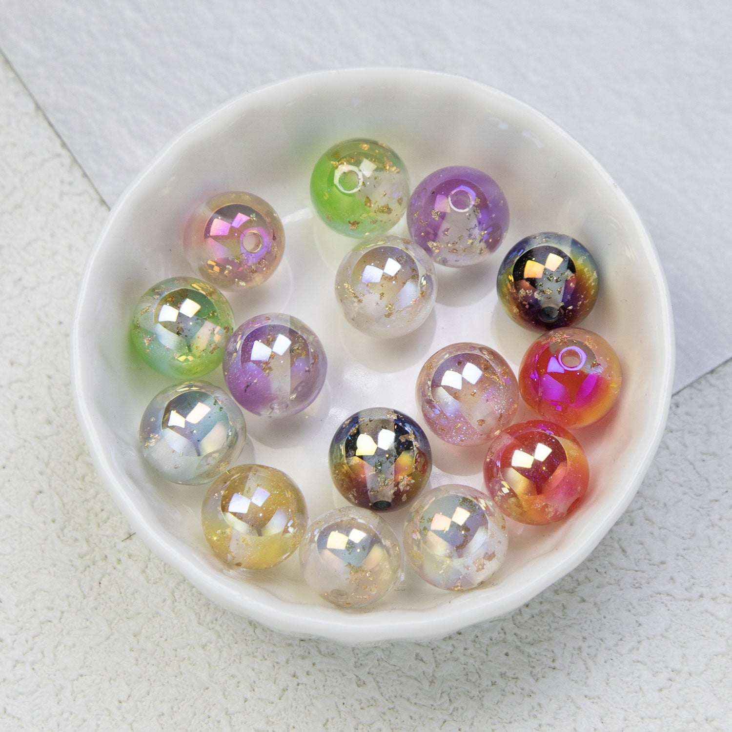 8mm Cold Moon Starry Sky Gold Foil Beads High-Gloss Electroplated Colorful Small Beads Straight Hole Loose Beads for Stringing DIY Ornament Secondary image