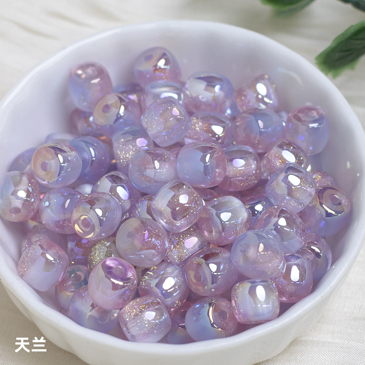 Stardust, falling feathers, and beads ins Electroplated resin through-hole loose beads diy Mobile phone beaded accessory parts Secondary image