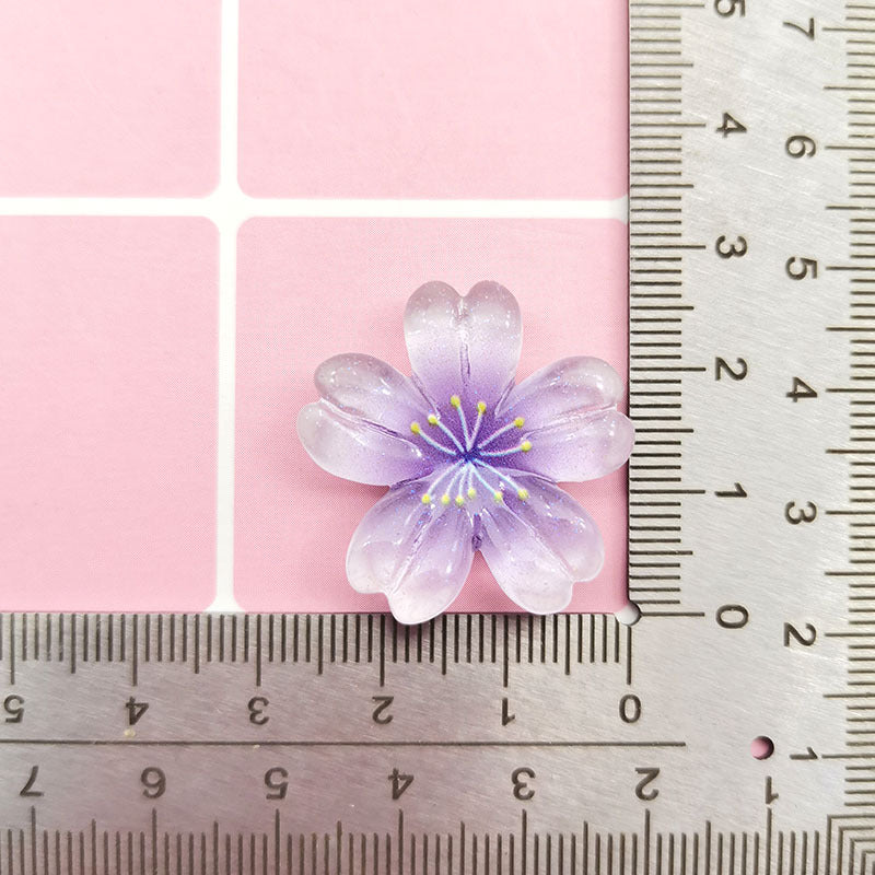 Transparent artificial flowers gradient five-petal flower DIY resin accessories for hair ties, hair clips, phone cases, storage boxes, and water cup stickers Secondary image