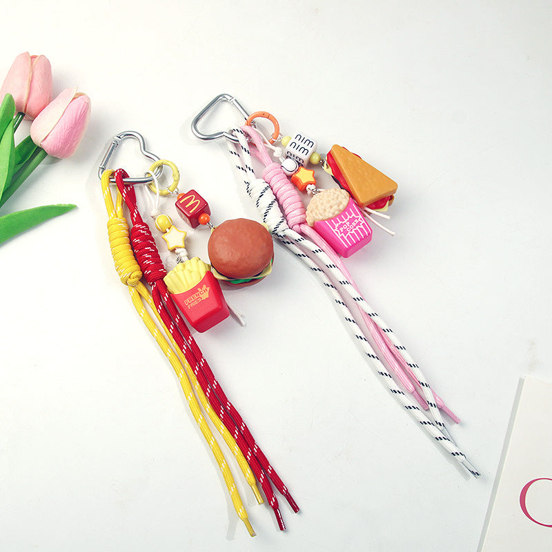 Realistic toy food high-end bag pendant, fashionable car keychain, popular accessory set サブ画像
