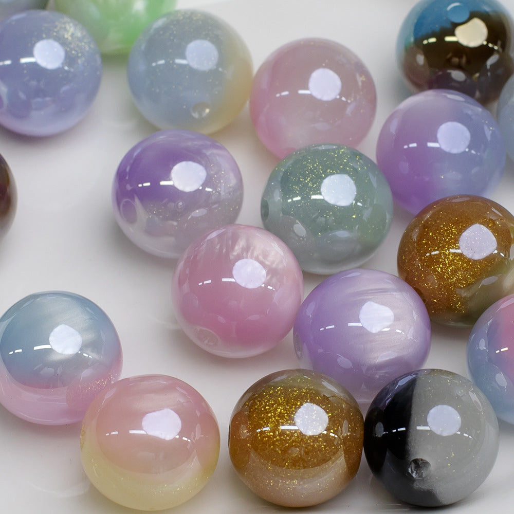 Translucent iridescent beads electroplated resin through-hole loose beads diy Beaded phone chain accessories Secondary image