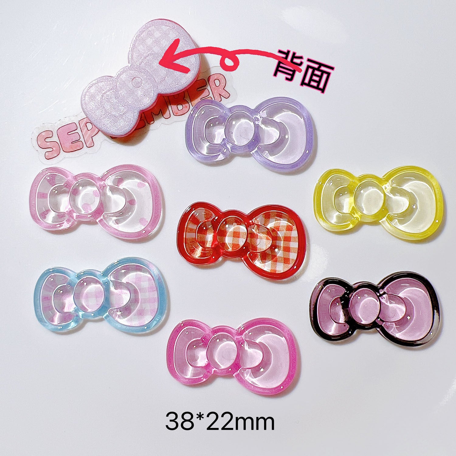 Plastic accessories diy Handmade shoe embellishments, accessories, hats, stationery patches, phone cases, plaid round-edged bow ties Secondary image